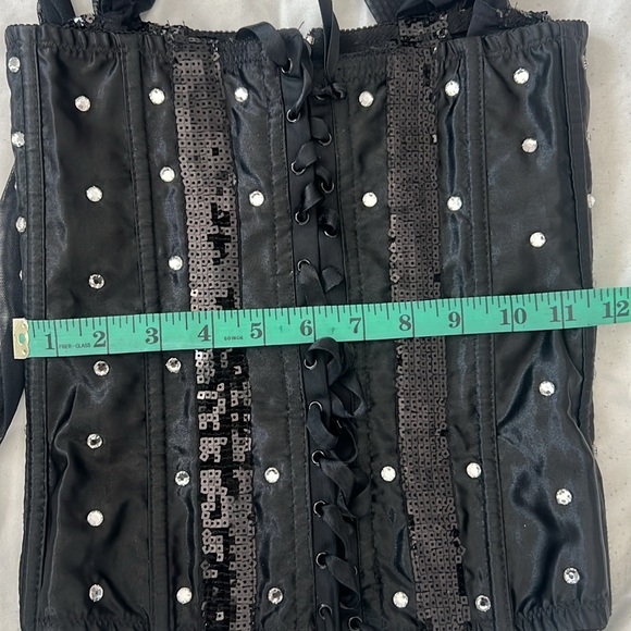 Guess Marciano Black Rhinestone Sequin Corset M - Picture 8 of 8